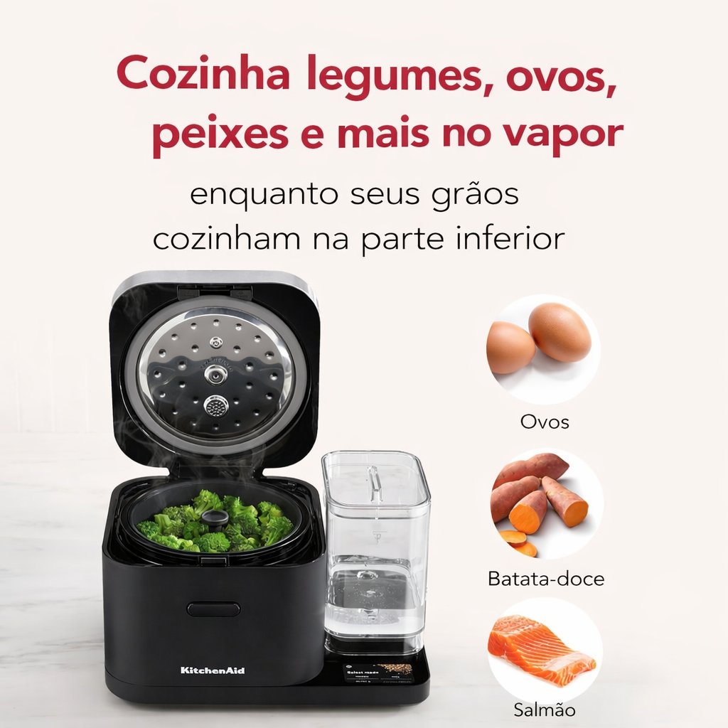 Panela elétrica KitchenAid com balança integrada com sensor automático + reservatório de água
