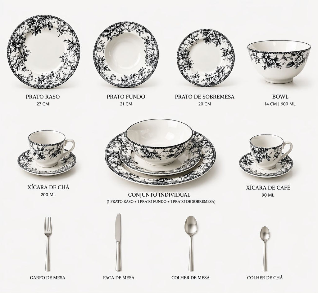 Kit 12 peças coleção floral