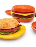 Conjunto de Pratinhos Coloridos em Cerâmica Hambúrguer