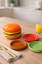 Conjunto de Pratinhos Coloridos em Cerâmica Hambúrguer