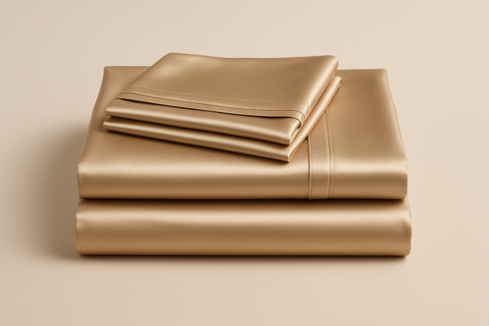 Jogo de Cama Casal Cetim Champagne - 3 Peças Luxo