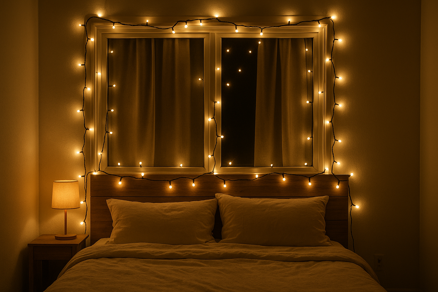 Cordão de Luzes LED 10m 100 Lâmpadas Branco Quente Decorativo