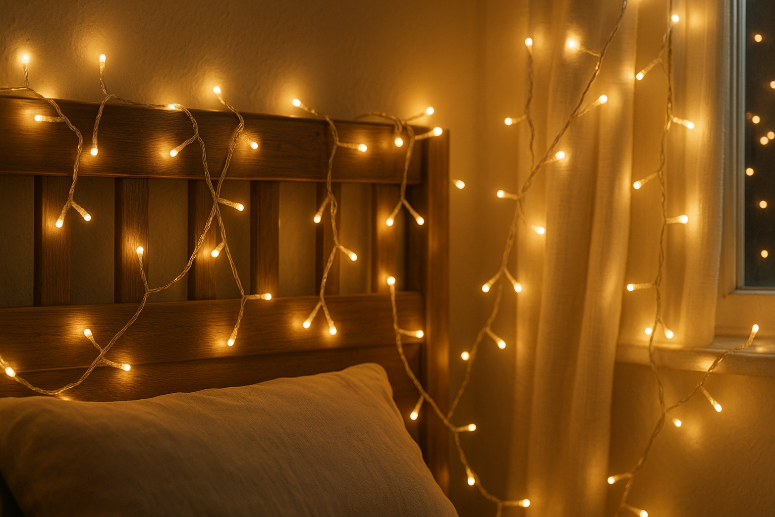 Cordão de Luzes LED 10m 100 Lâmpadas Branco Quente Decorativo