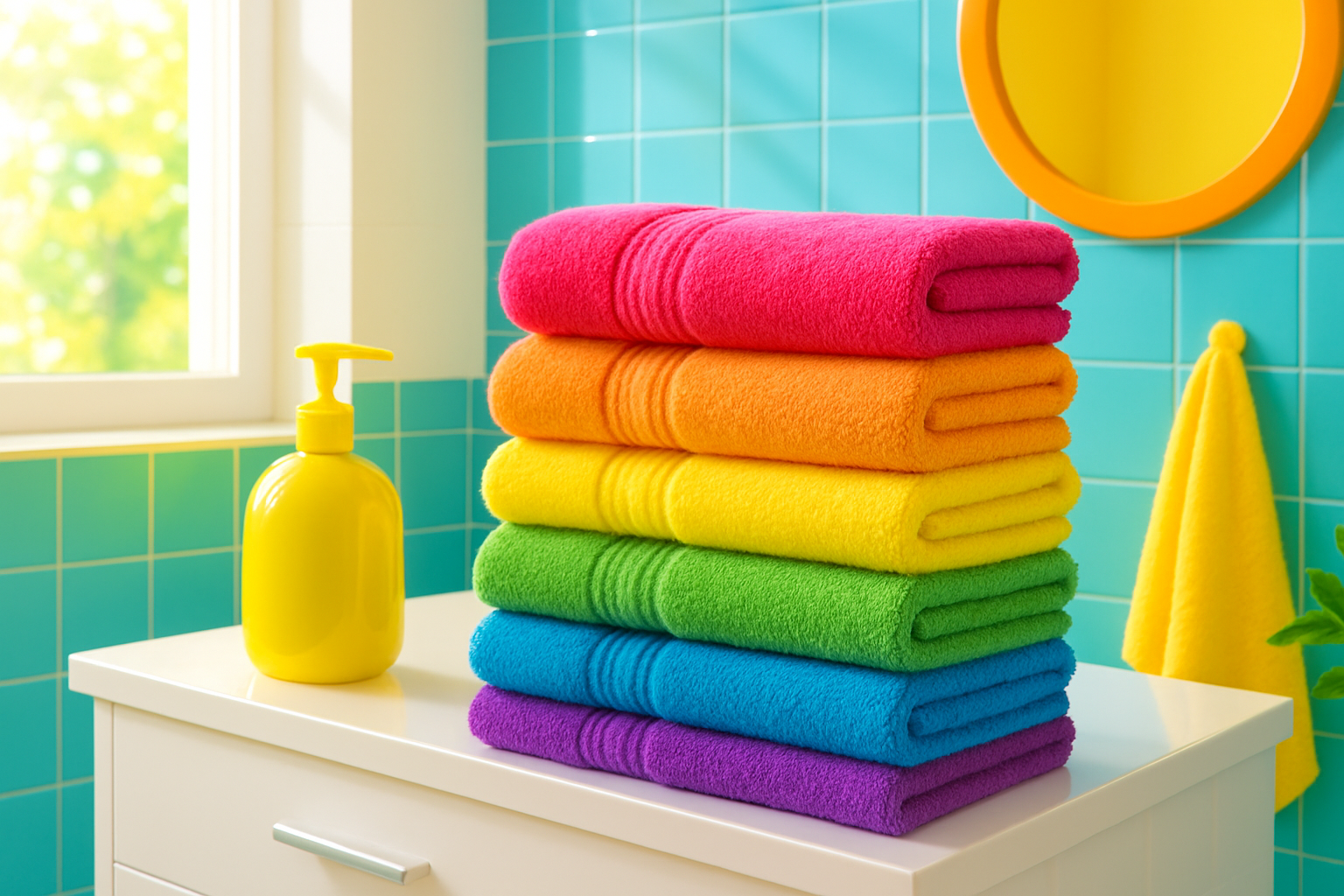 Conjunto 4 Toalhas Banho Coloridas - Cores Alegres