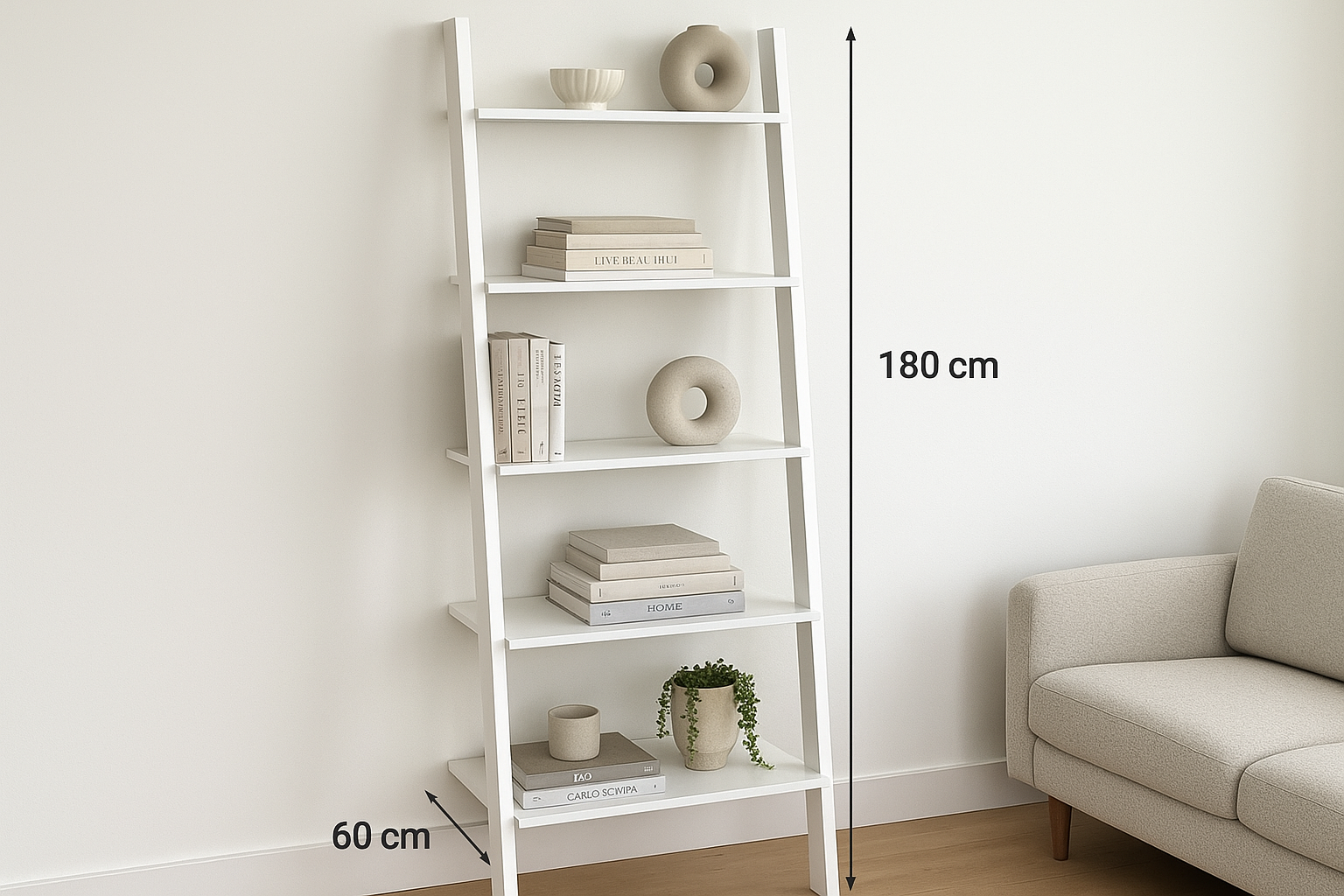 Estante Escada Branca 5 Prateleiras 180cm Madeira