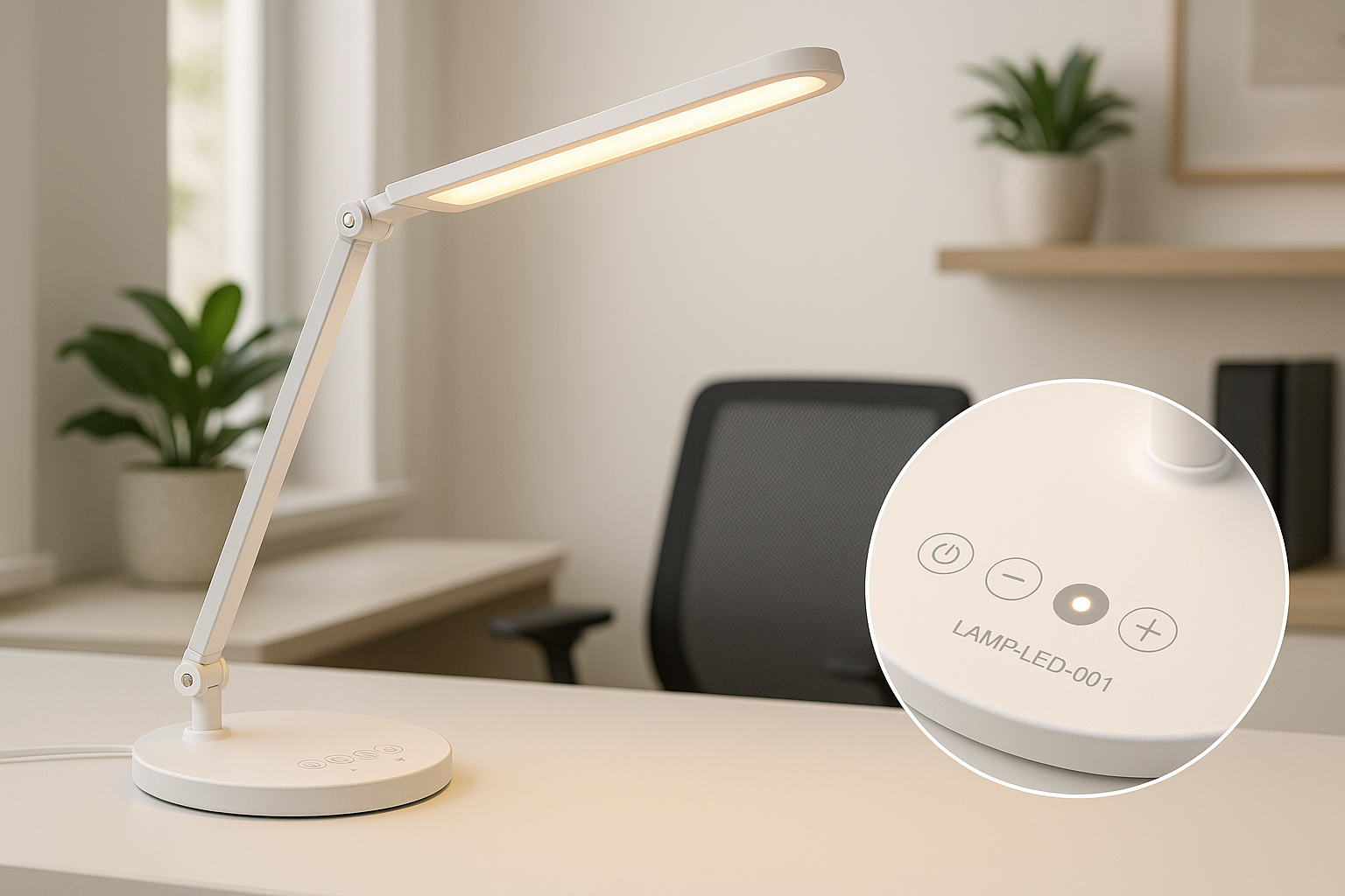 Luminária de Mesa LED Ajustável Touch Branca 45cm