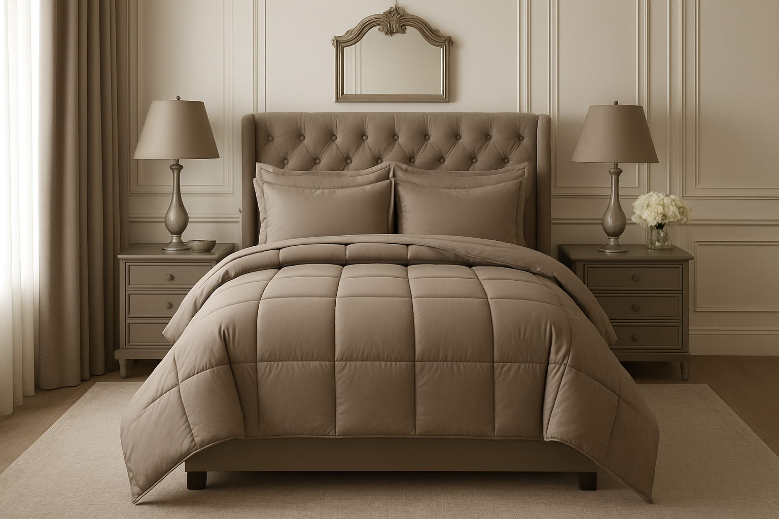 Edredom Queen Premium Taupe - Pluma Sintética Luxo