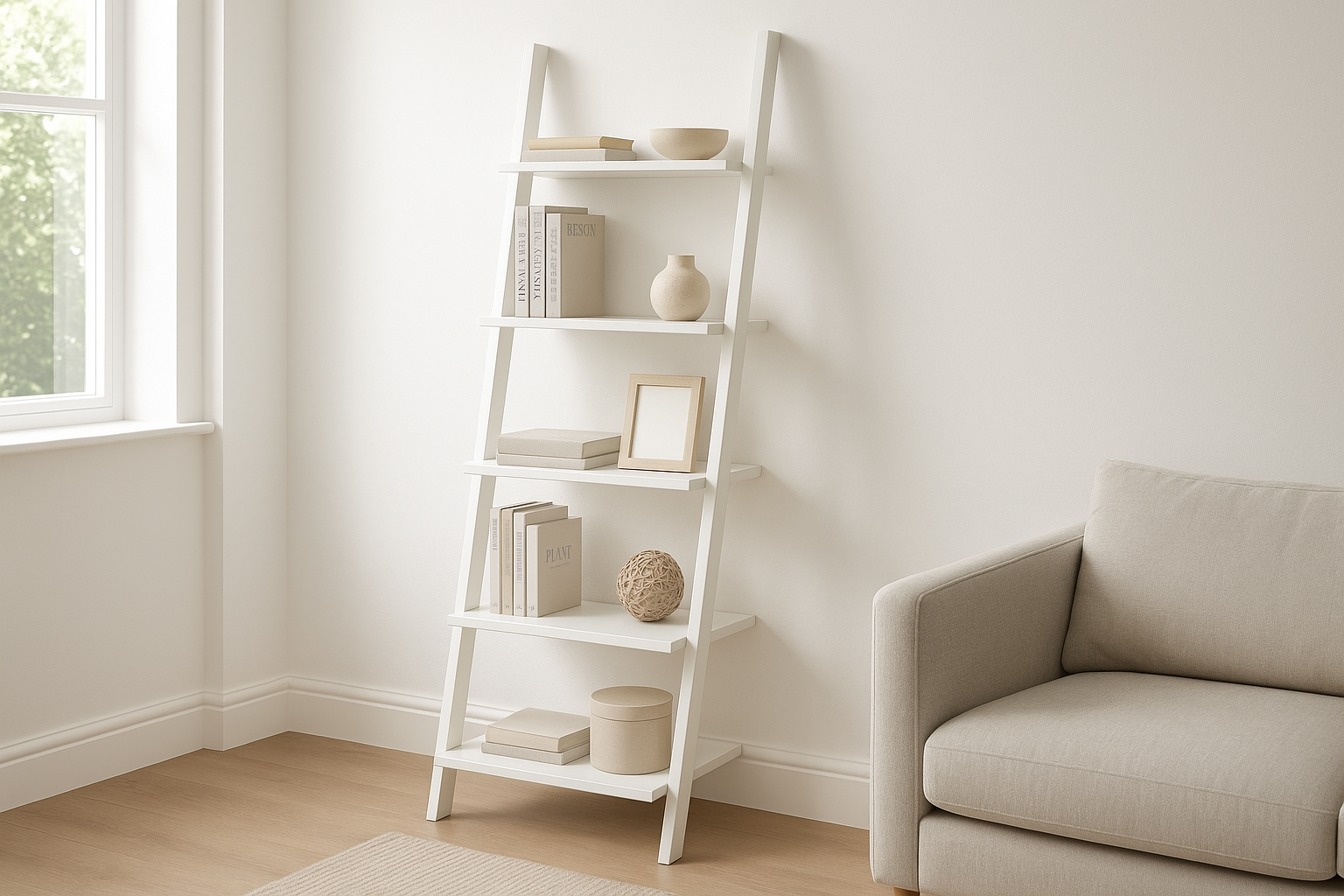 Estante Escada Branca 5 Prateleiras 180cm Madeira