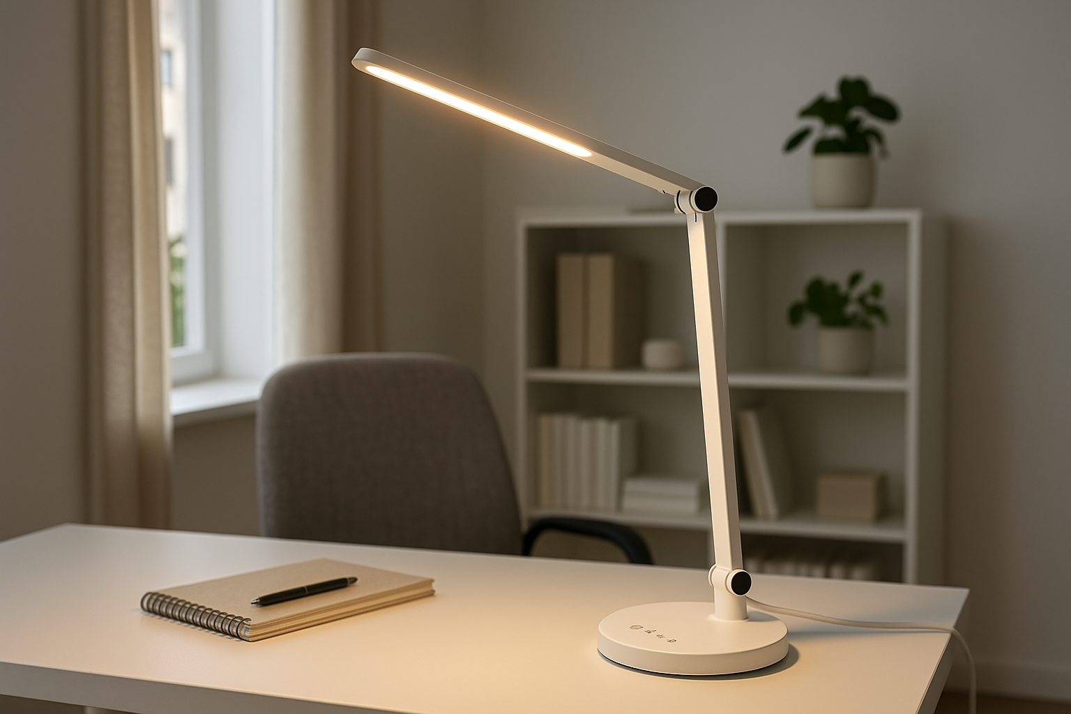 Luminária de Mesa LED Ajustável Touch Branca 45cm