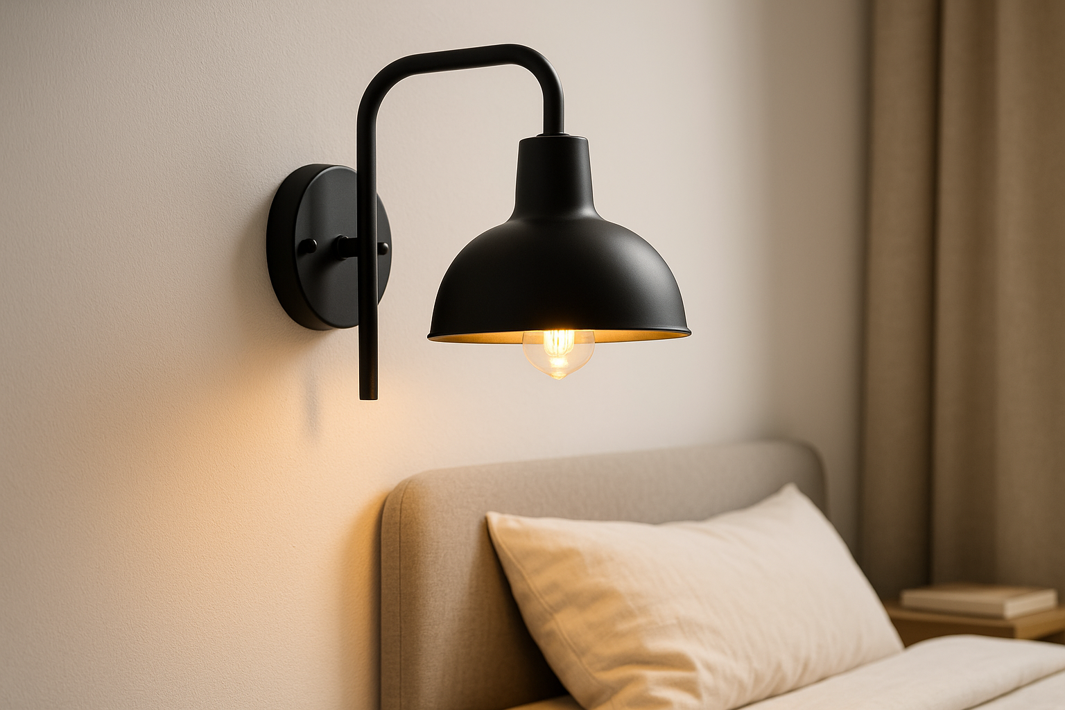 Arandela de Parede Preta com Interior Dourado 25x15cm