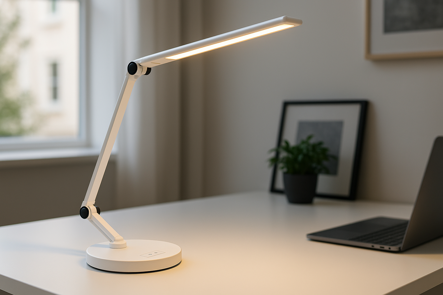 Luminária de Mesa LED Ajustável Touch Branca 45cm