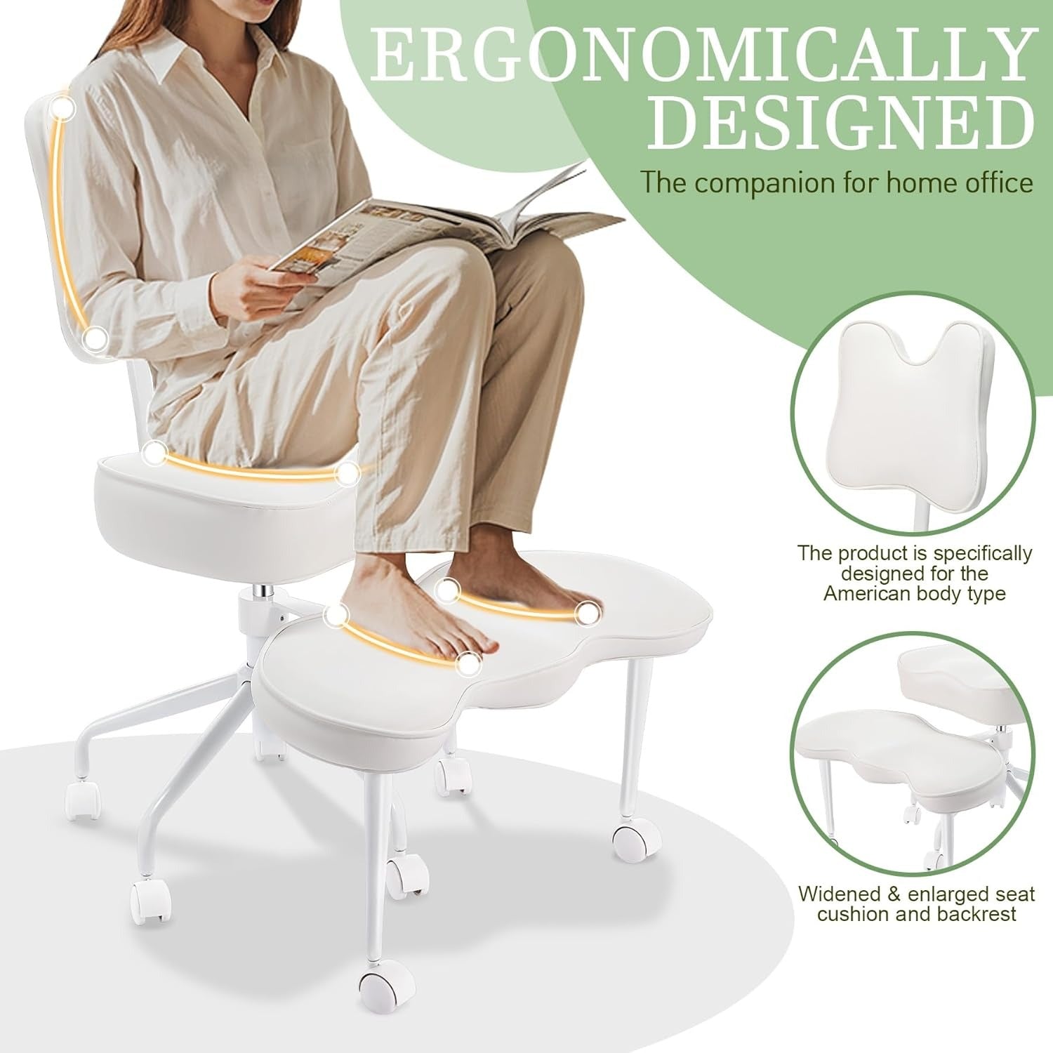 Cadeira ergonômica com pernas cruzadas para escritório em casa