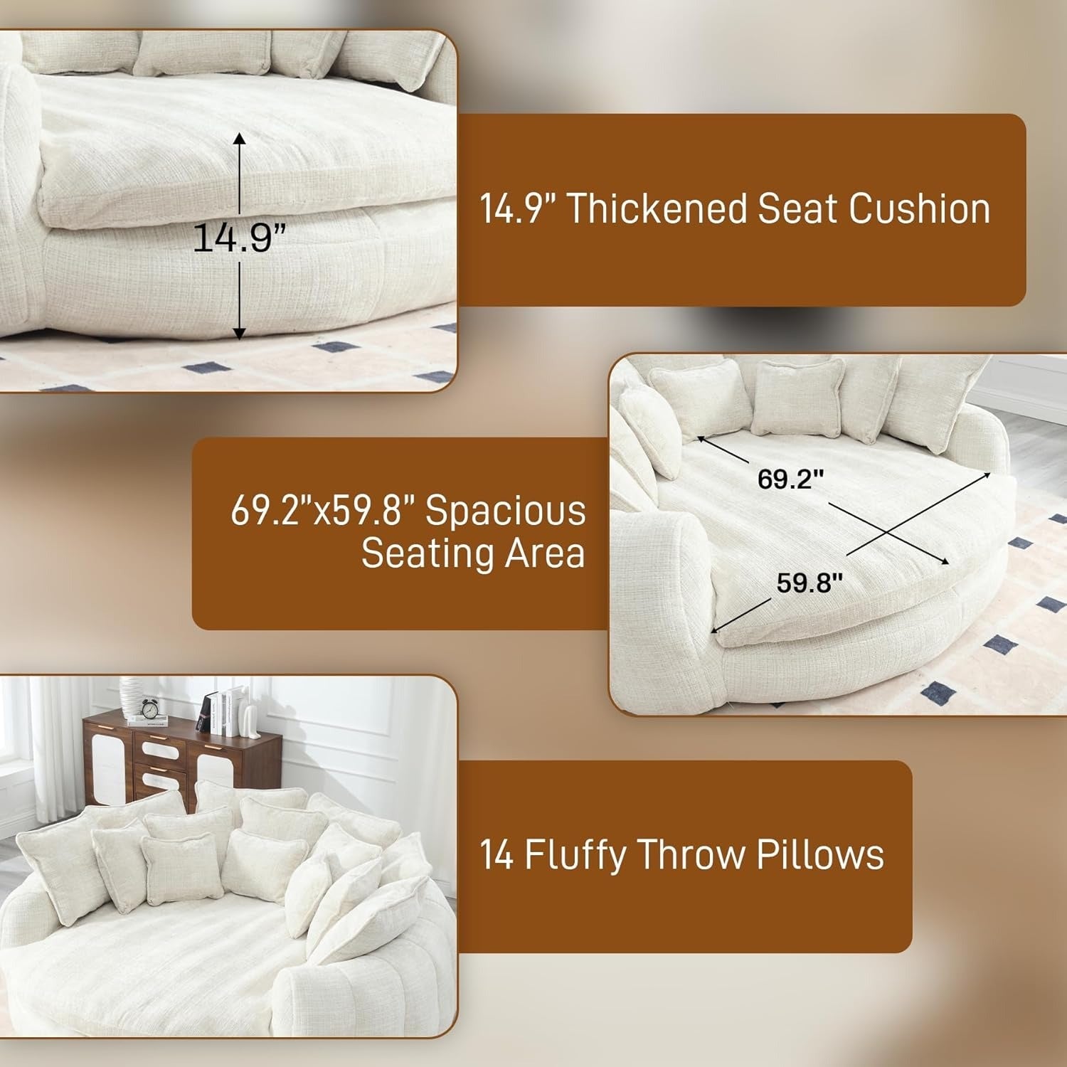 Sofá-cama redondo macio e fofo