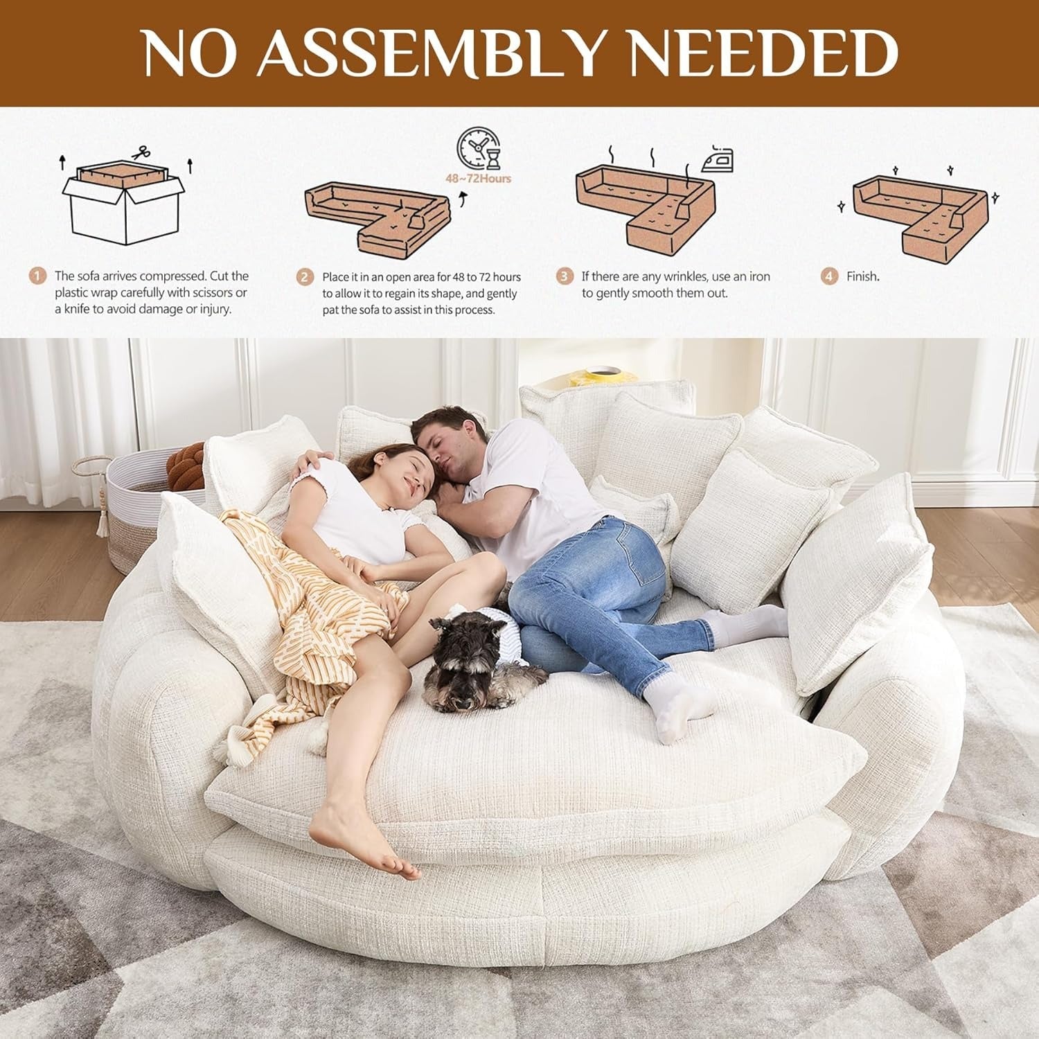 Sofá-cama redondo macio e fofo