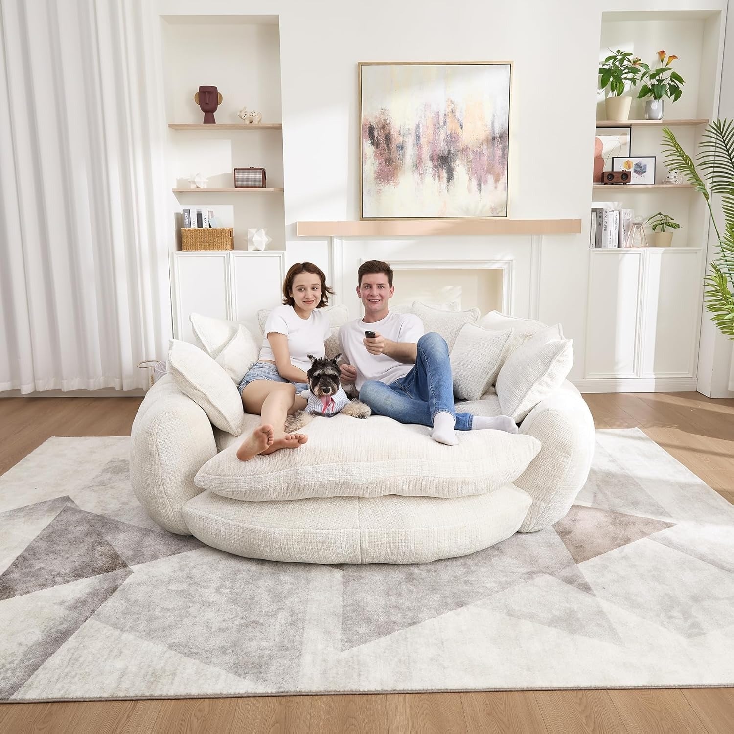 Sofá-cama redondo macio e fofo