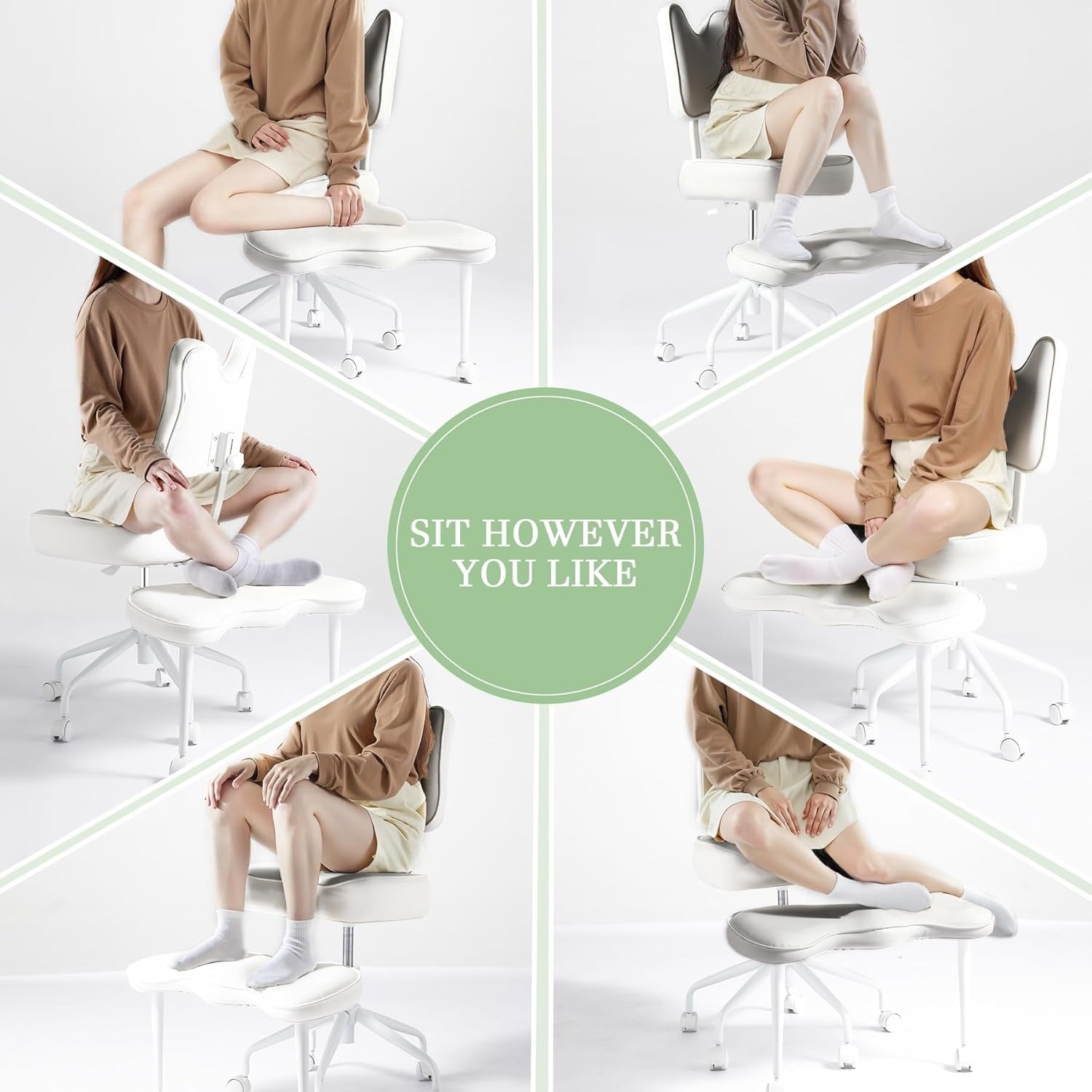 Cadeira ergonômica com pernas cruzadas para escritório em casa