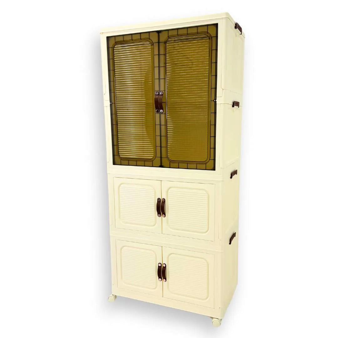 Caixa Organizadora Empilhavel Com Rodinha e Kit Cabides