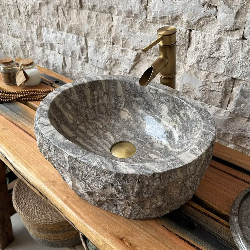 Cuba de Banheiro em Mármore Natural 43x34x15cm