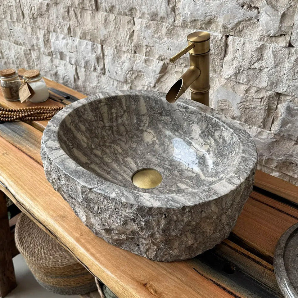 Cuba de Banheiro em Mármore Natural 43x34x15cm