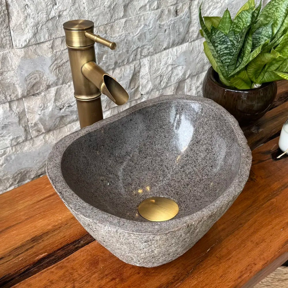 Cuba de Banheiro Pedra de Rio 34x26x15cm