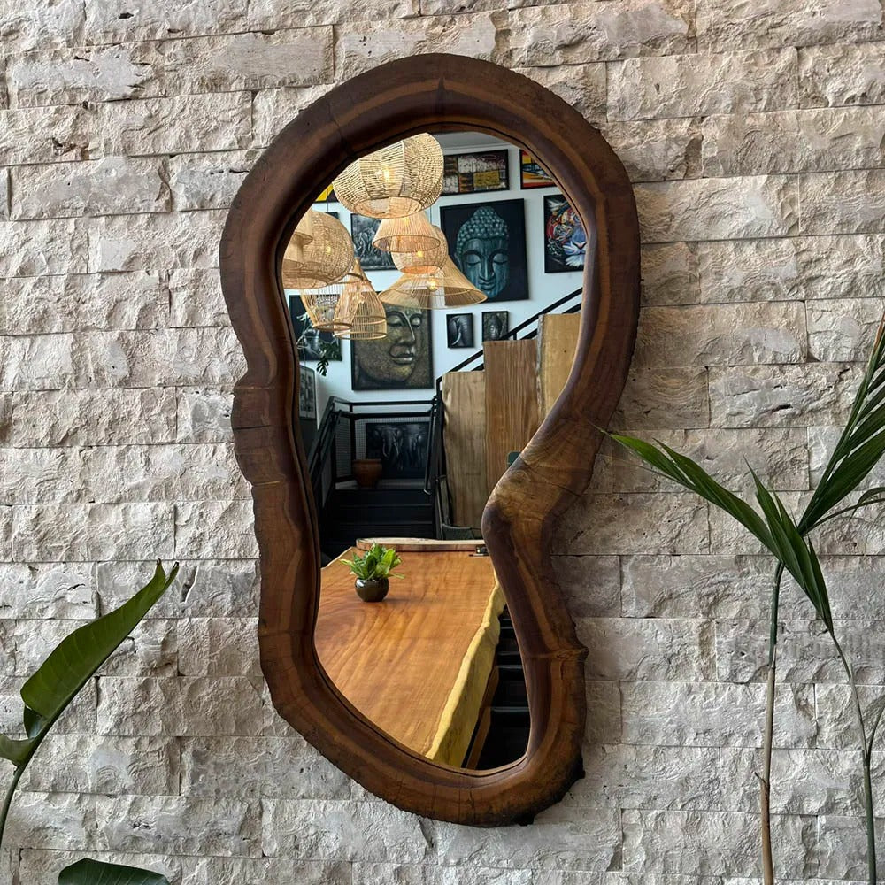 Espelho Rústico de Madeira Maciça - 125x71cm