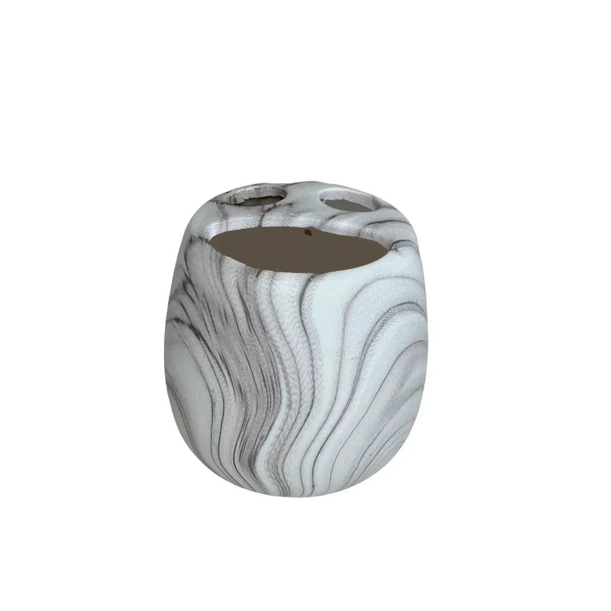 Jogo para Banheiro em Cerâmica 4 Peças Mármore Branco e Cinza