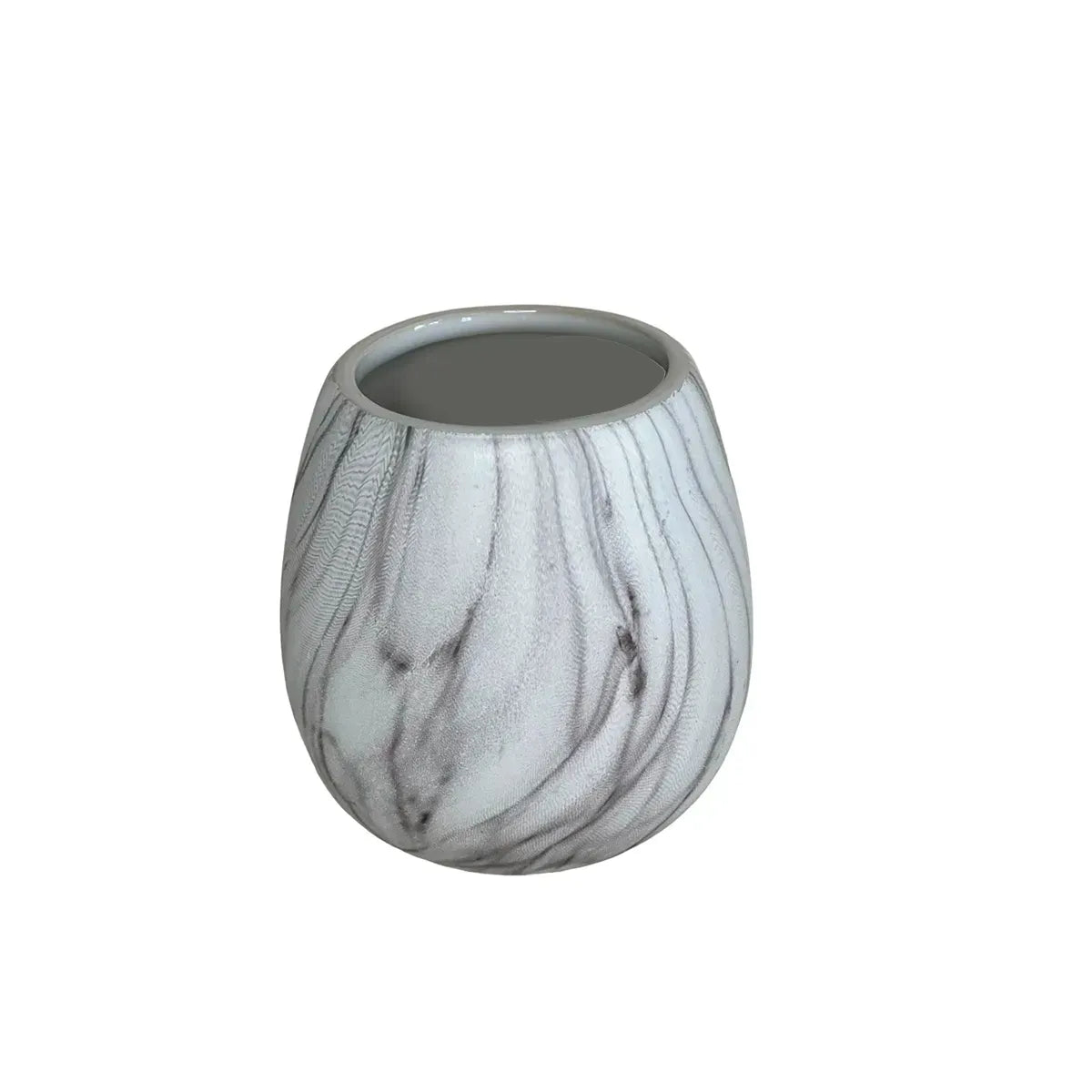 Jogo para Banheiro em Cerâmica 4 Peças Mármore Branco e Cinza