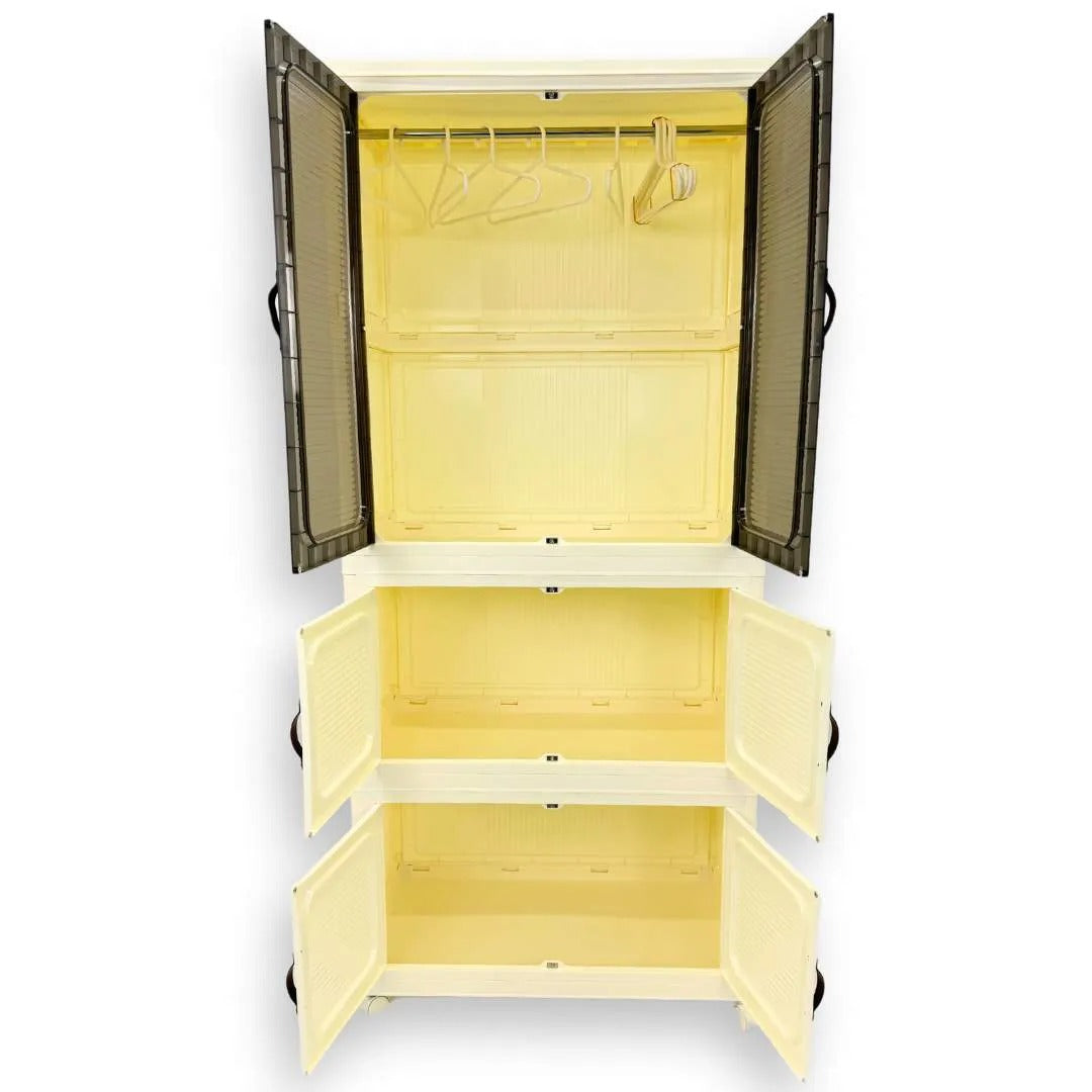 Caixa Organizadora Empilhavel Com Rodinha e Kit Cabides