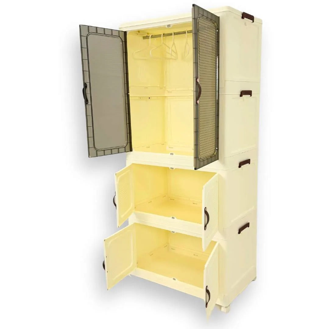 Caixa Organizadora Empilhavel Com Rodinha e Kit Cabides