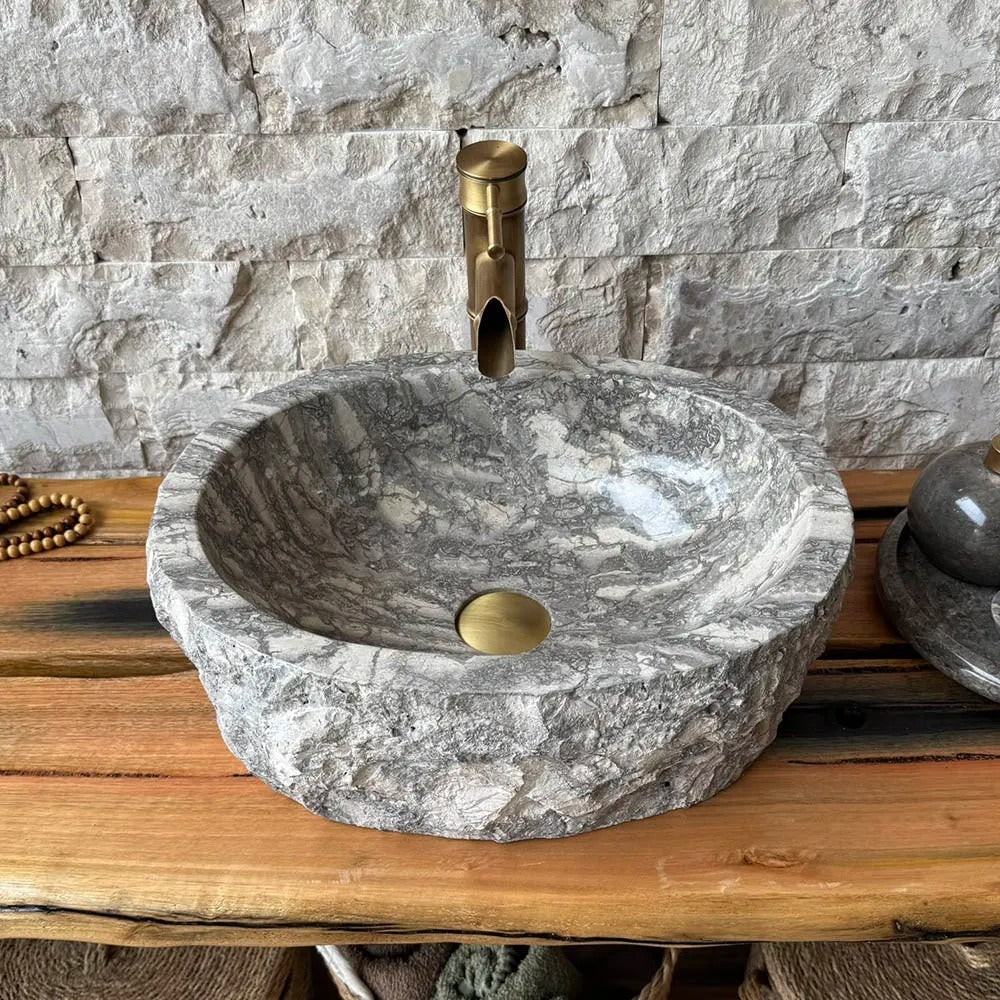 Cuba de Banheiro em Mármore Natural 43x34x15cm