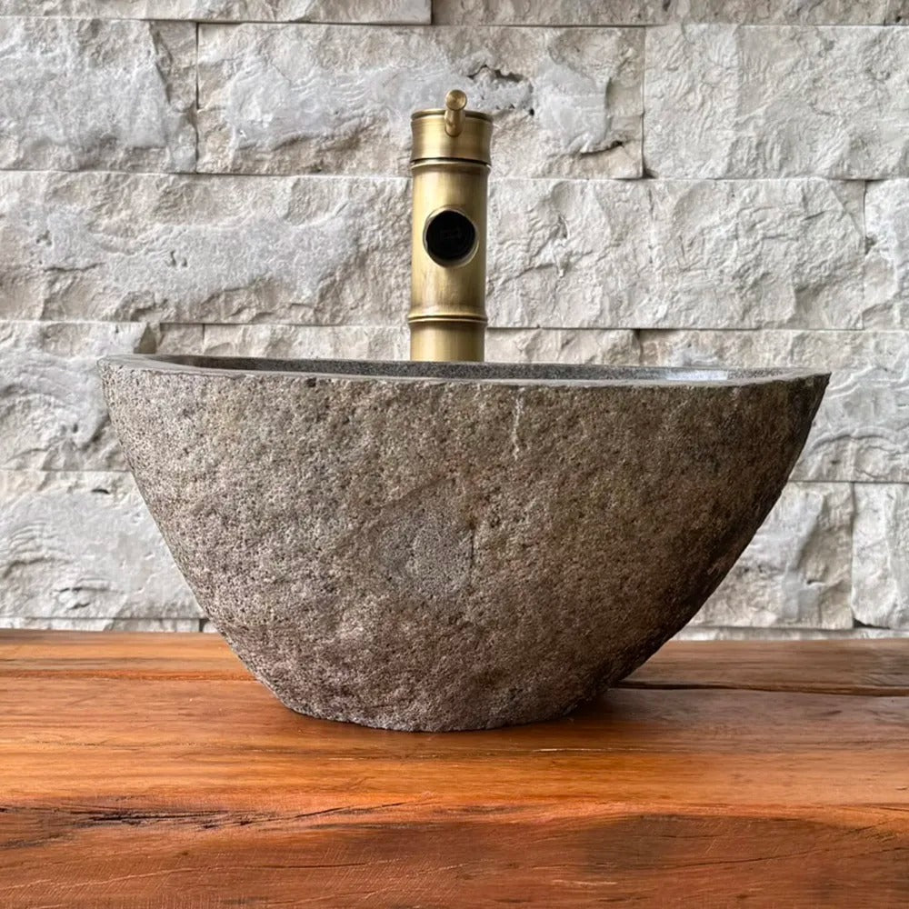 Cuba de Banheiro Pedra de Rio 34x26x15cm