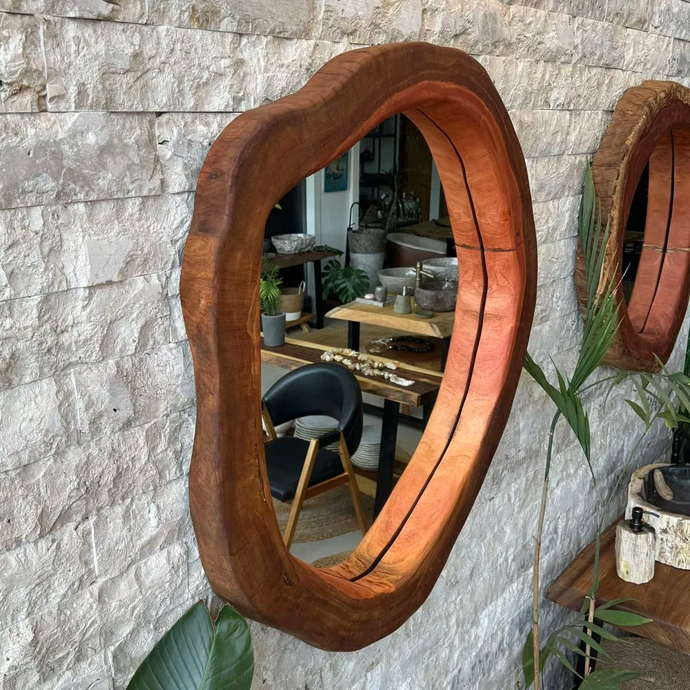 Espelho Rústico de Madeira Maciça - 105x95cm