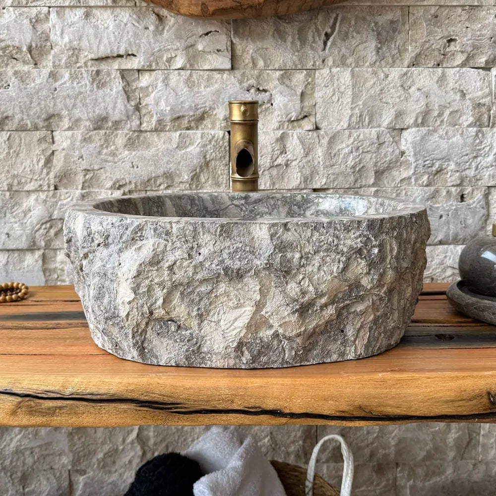 Cuba de Banheiro em Mármore Natural 43x34x15cm