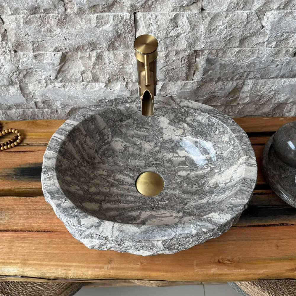 Cuba de Banheiro em Mármore Natural 43x34x15cm