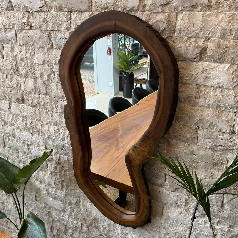 Espelho Rústico de Madeira Maciça - 125x71cm