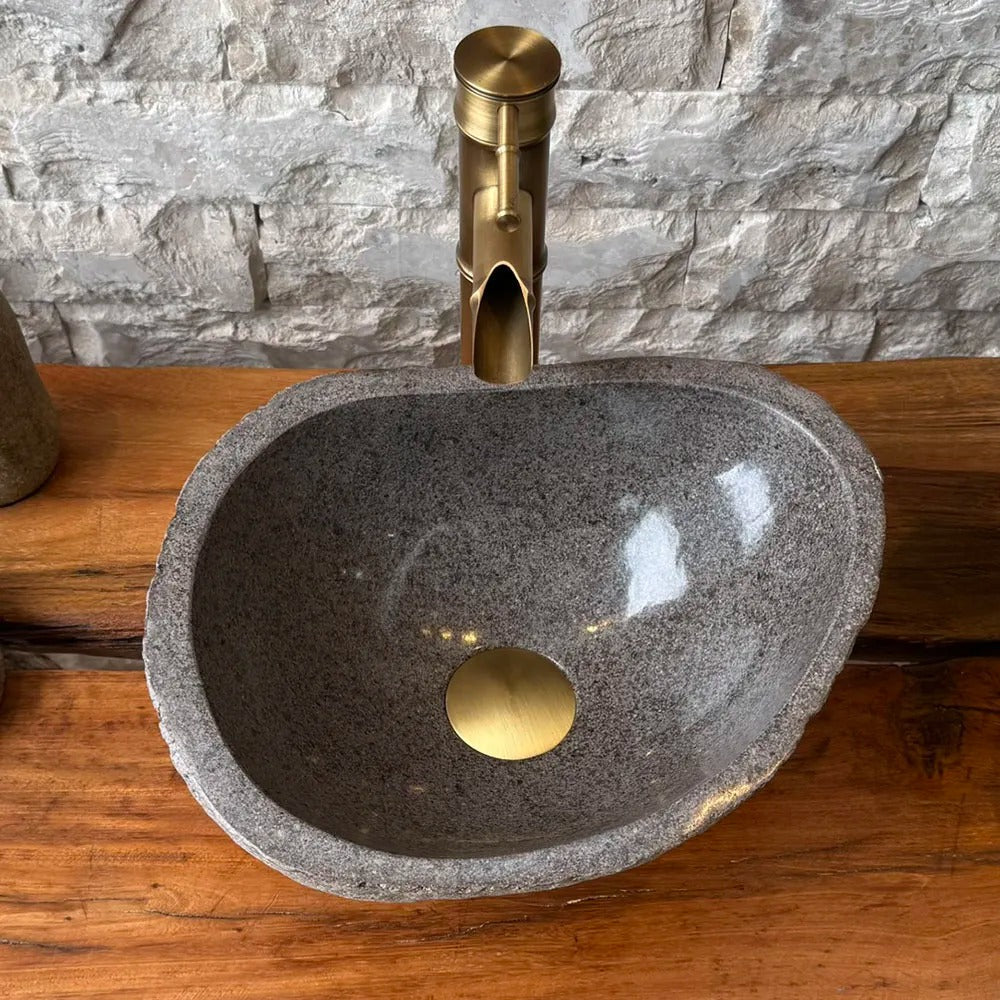 Cuba de Banheiro Pedra de Rio 34x26x15cm