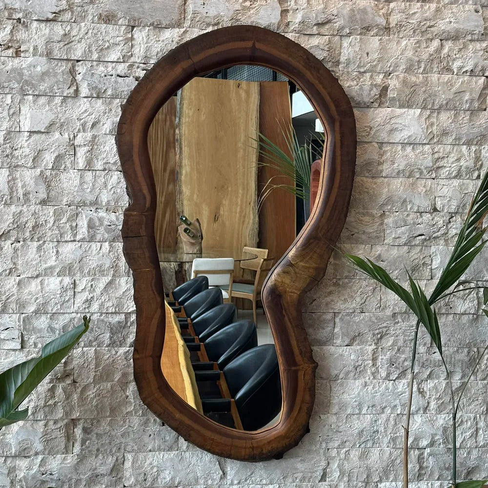 Espelho Rústico de Madeira Maciça - 125x71cm