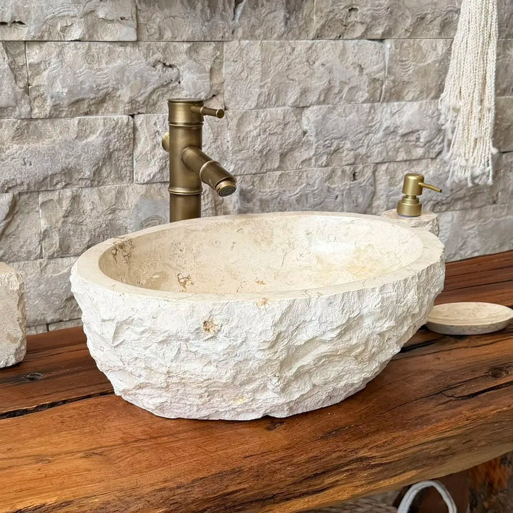 Cuba de Banheiro em Mármore Natural 43x33x15cm