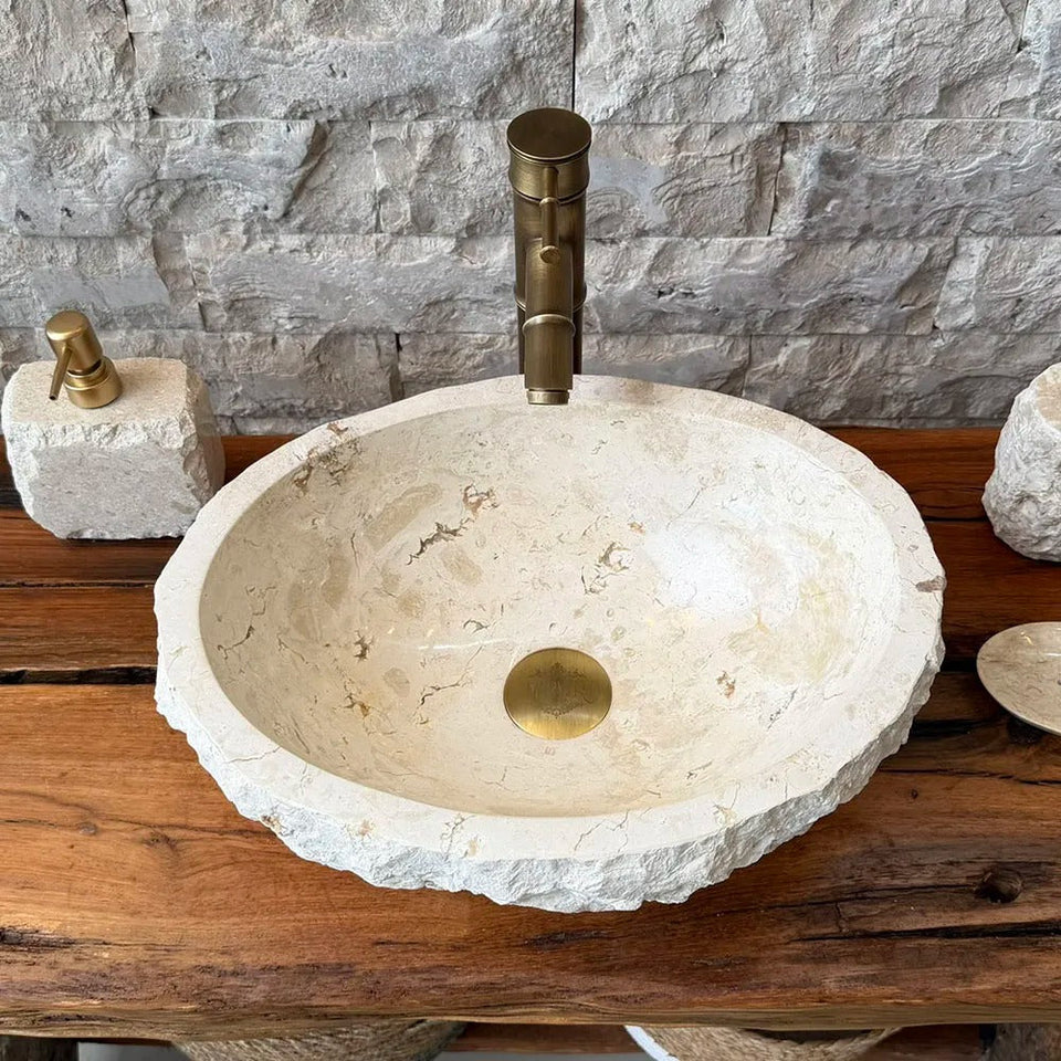 Cuba de Banheiro em Mármore Natural 43x33x15cm