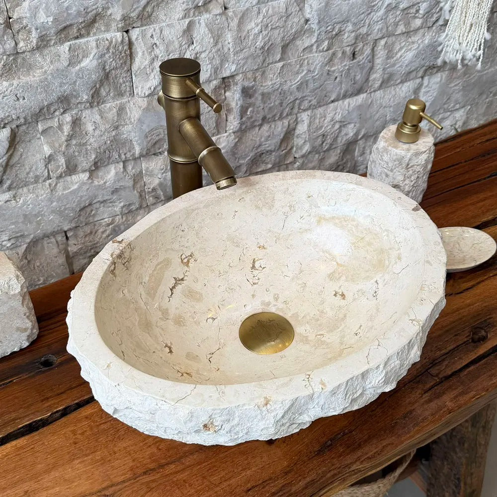 Cuba de Banheiro em Mármore Natural 43x33x15cm