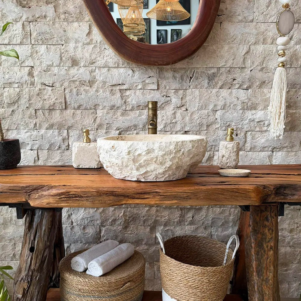 Cuba de Banheiro em Mármore Natural 43x33x15cm