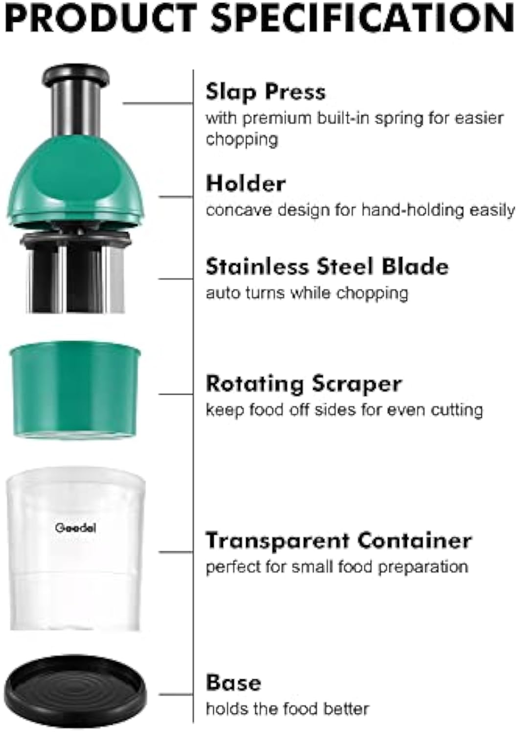 2026 Geedel Manual Food Chopper,2026 Prep Essential! Easily Chop Onions, Garlic, Veggies,BPA Free,Easy Clean