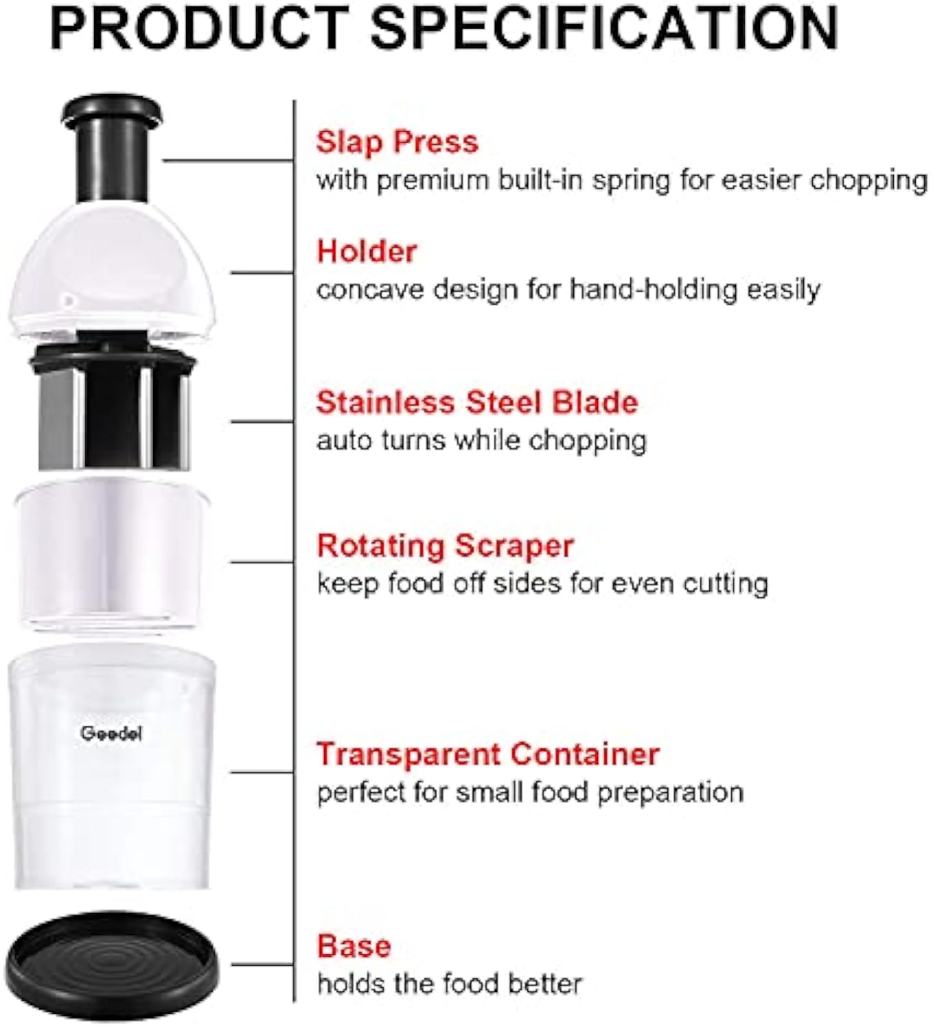 2026 Geedel Manual Food Chopper,2026 Prep Essential! Easily Chop Onions, Garlic, Veggies,BPA Free,Easy Clean