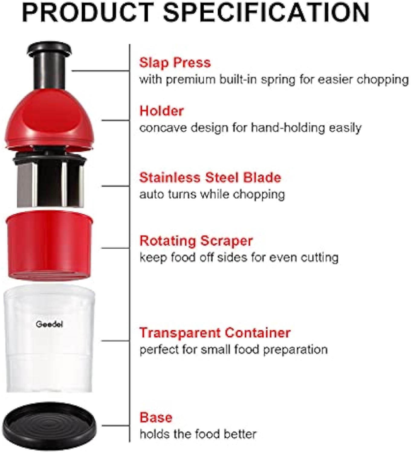 2026 Geedel Manual Food Chopper,2026 Prep Essential! Easily Chop Onions, Garlic, Veggies,BPA Free,Easy Clean